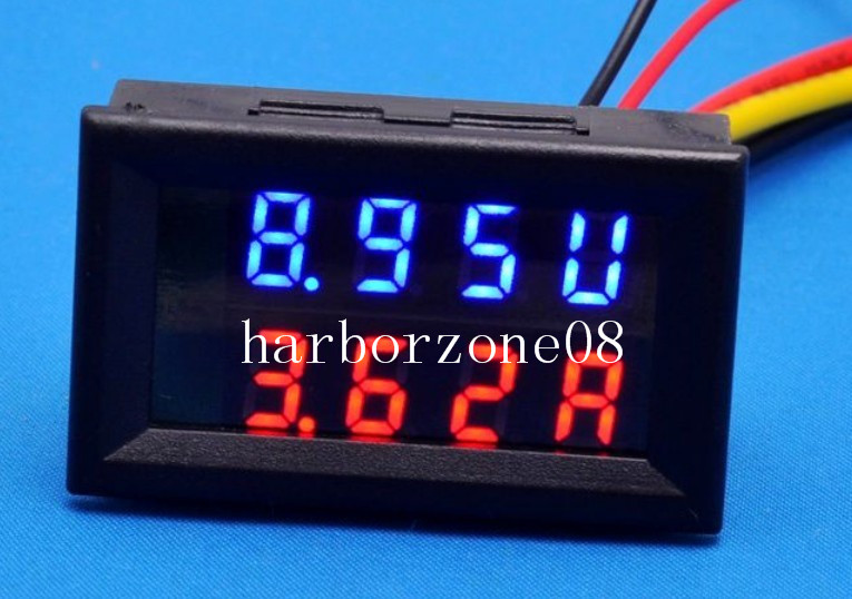 DC 0-200V 50A Voltmeter Ammeter Blue+Red LED Panel Amp VG128